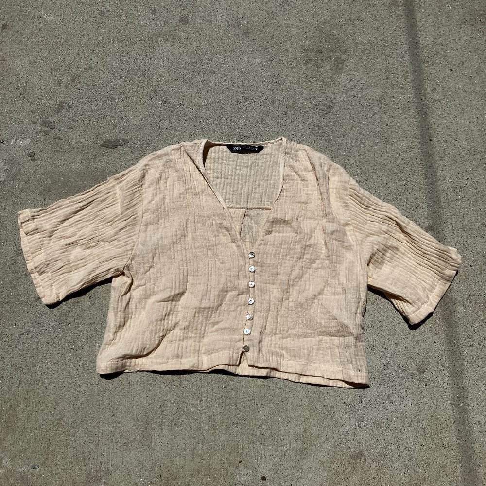 Zara Cream Linen Shirt